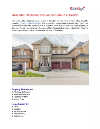 beautiful detached house for sale in caledon