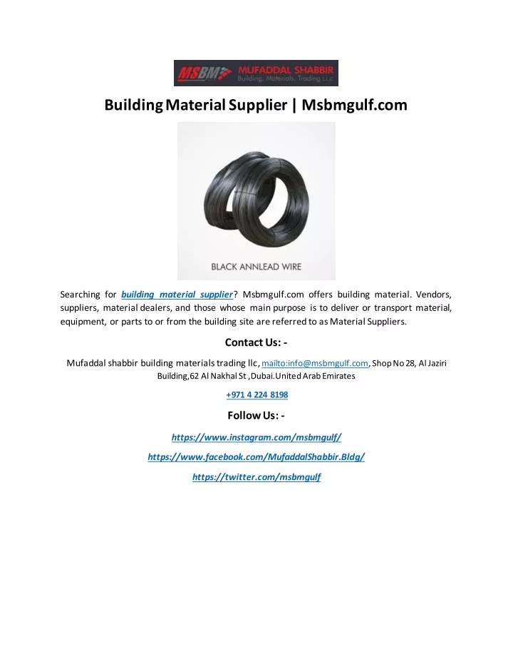 building material supplier msbmgulf com