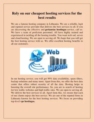 Rely on our cheapest hosting services for the best results