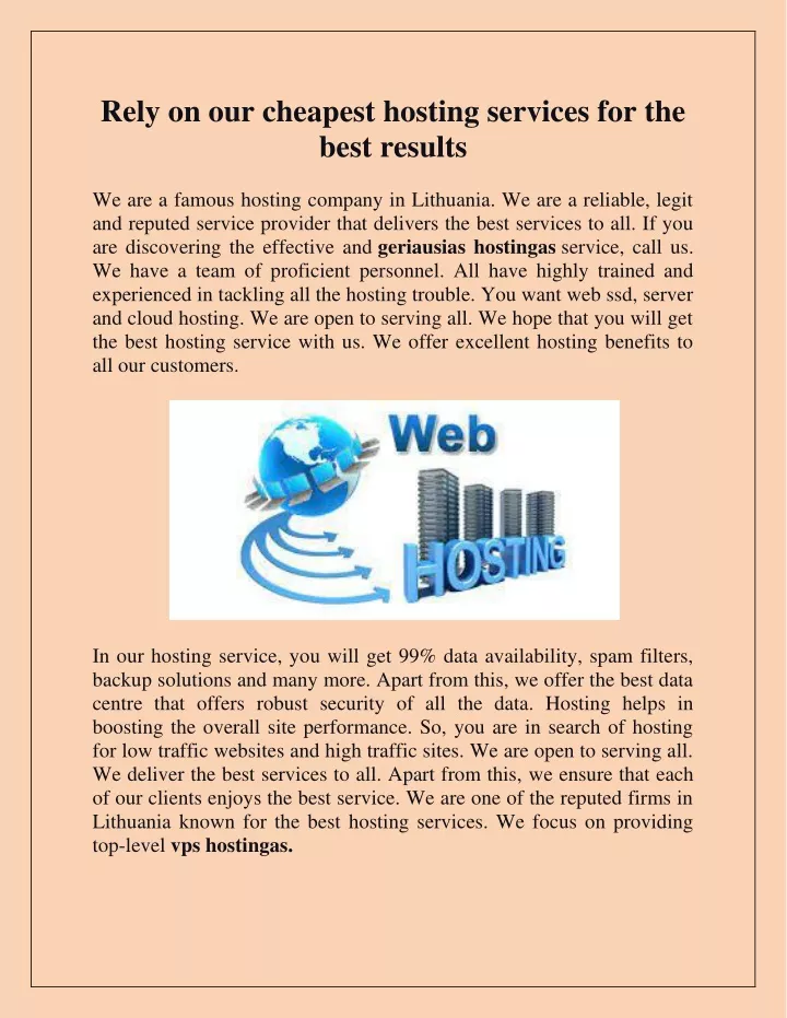 rely on our cheapest hosting services