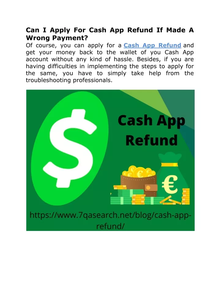 can i apply for cash app refund if made a wrong