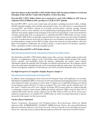 innovative report on recycled pet r pet bottles