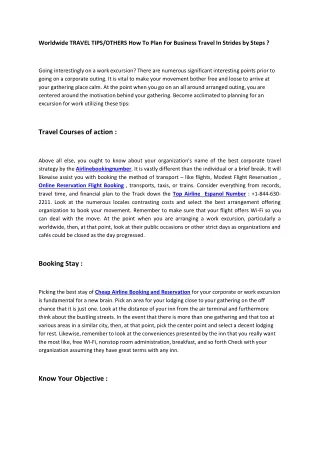 Worldwide TRAVEL TIPS/OTHERS How To Plan For Business Travel In Strides by Step