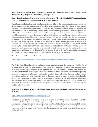 brief analysis on smart home installation market