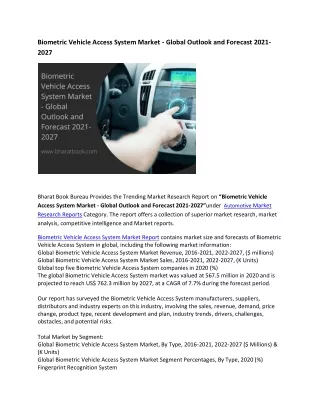 biometric vehicle access system market global