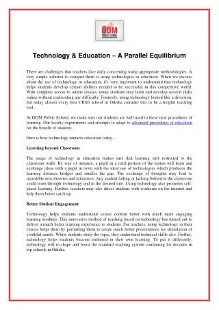 Technology & Education – A Parallel Equilibrium