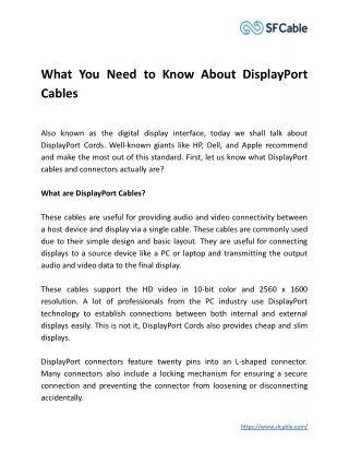 what you need to know about displayport cables