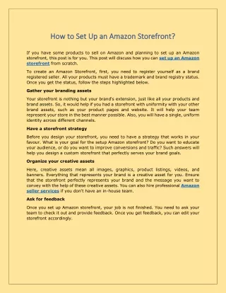 how to set up an amazon storefront