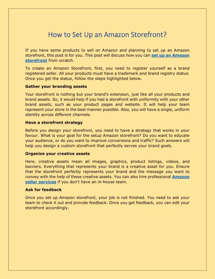 how to set up an amazon storefront