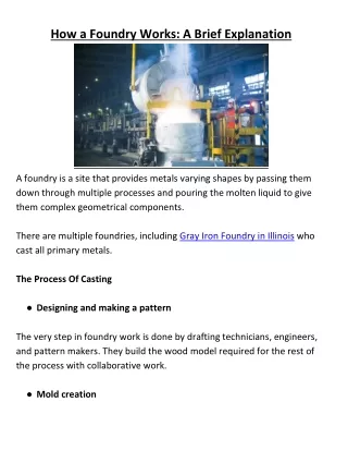 How a Foundry Works: A Brief Explanation