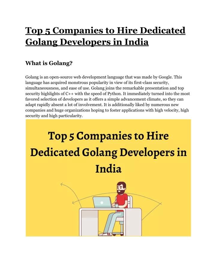 Ppt Top 5 Companies To Hire Dedicated Golang Developers In India