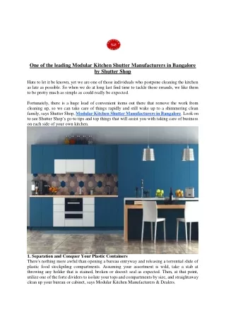 one of the leading modular kitchen shutter