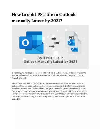 How to split PST file in outlook manually in 2021