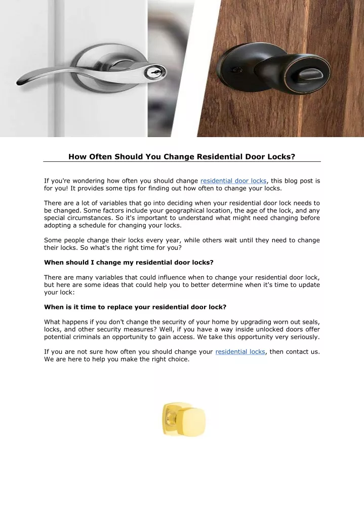 how often should you change residential door locks