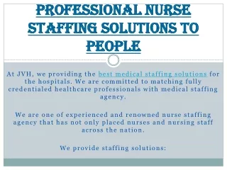 Professional Nurse Staffing Solutions to People