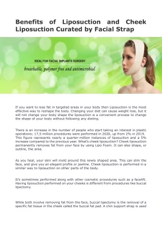 Benefits of Liposuction and Cheek Liposuction Curated by Facial Strap