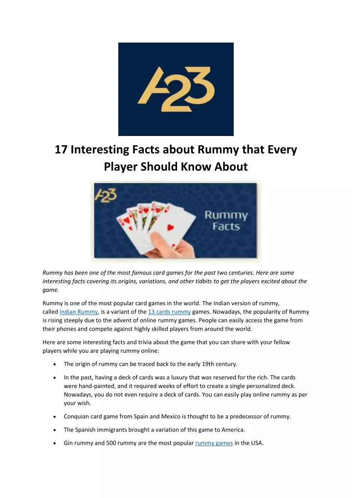 17 interesting facts about rummy that every