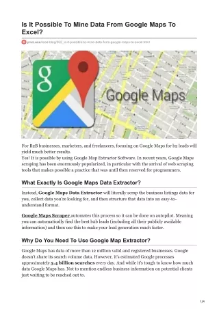 is it possible to mine data from google maps