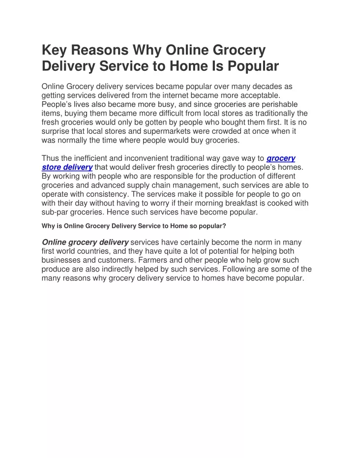 key reasons why online grocery delivery service