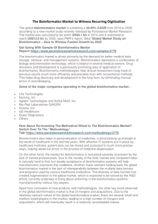 the bioinformatics market to witness recurring