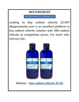 Buy Sodium Chlorite 22.4%  Wpspurewater.com