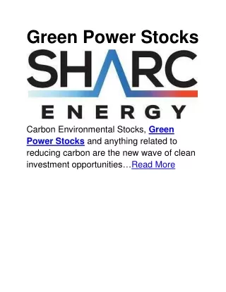 Green Power Stocks