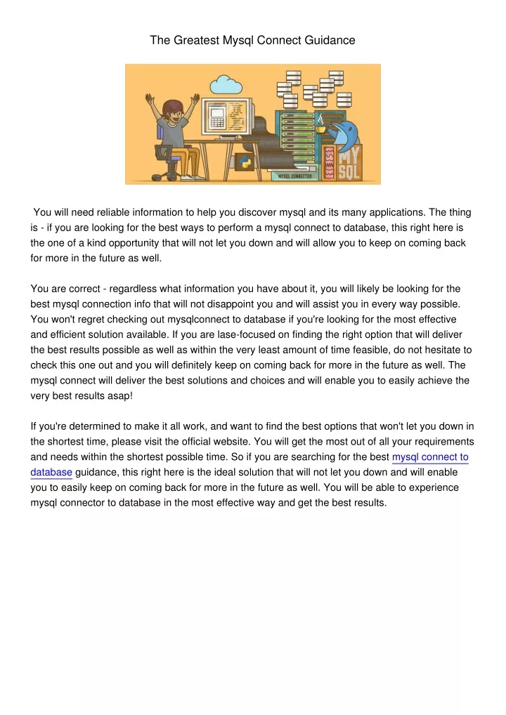 the greatest mysql connect guidance