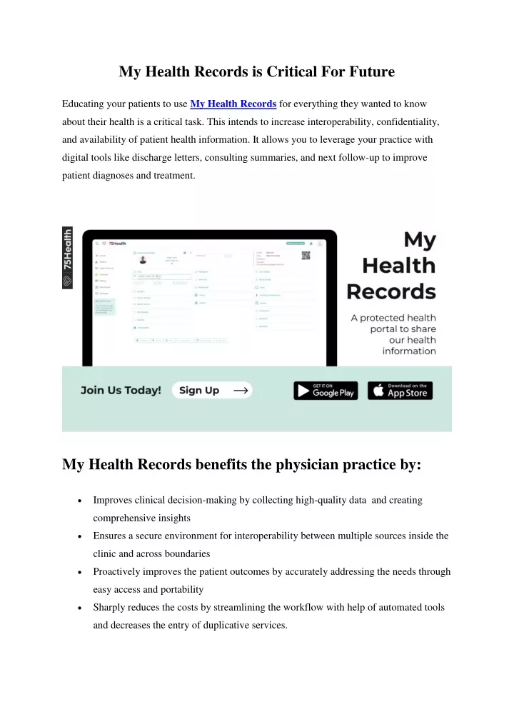 my health records is critical for future