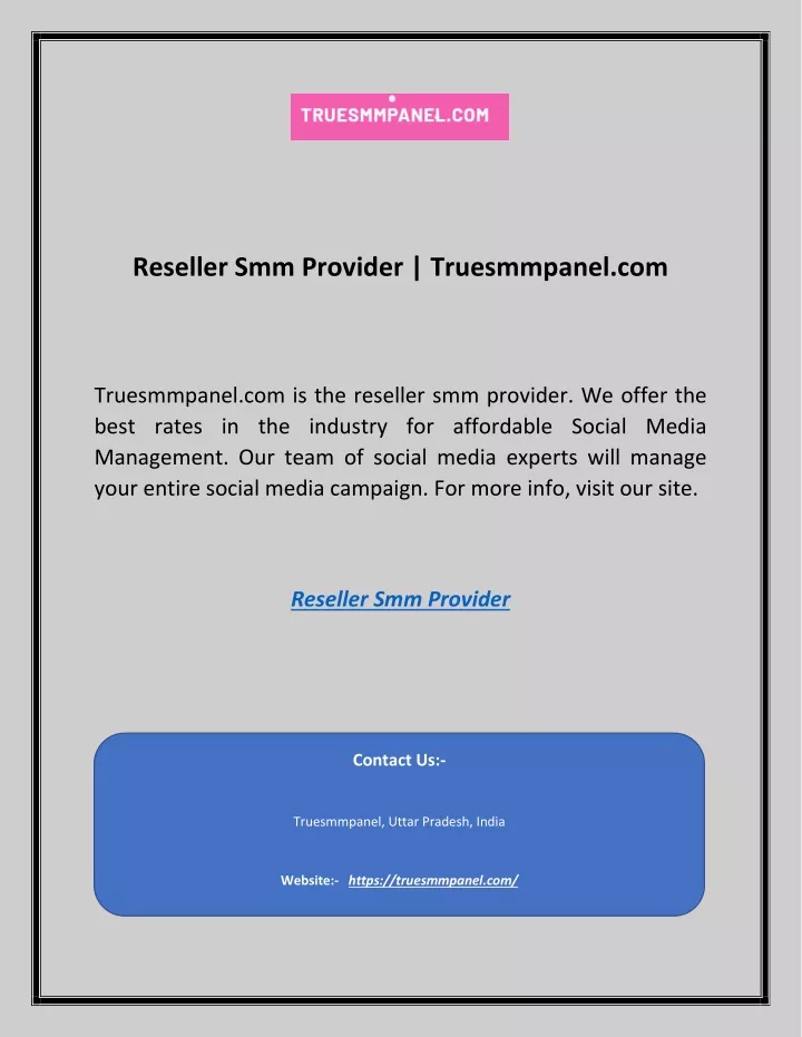 reseller smm provider truesmmpanel com