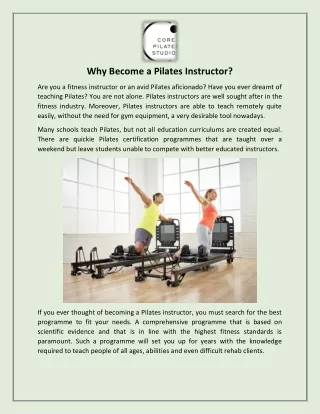 Why Become a Pilates Instructor?