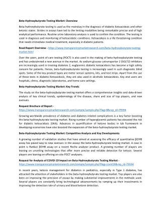 beta hydroxybutyrate testing market overview