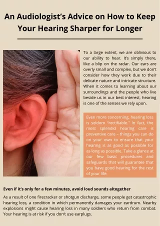 An Audiologist’s Advice on How to Keep Your Hearing Sharper for Longer