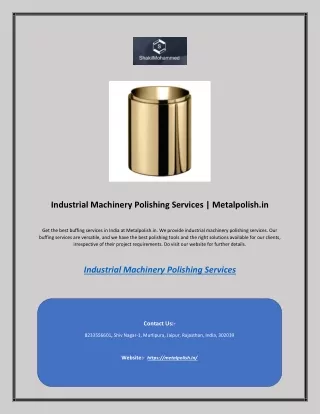 Industrial Machinery Polishing Services | Metalpolish.in