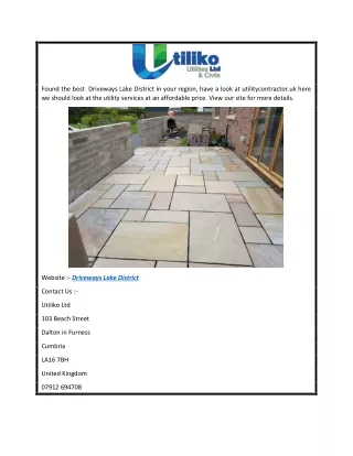 Driveways Lake District  Utilitycontractor.uk