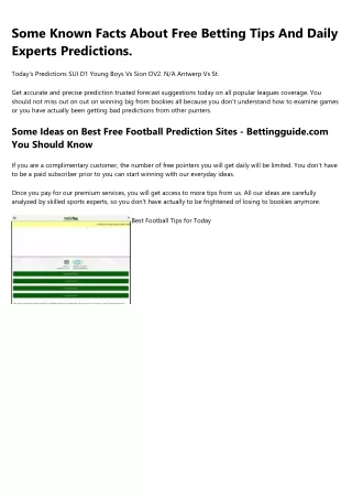 some known facts about free betting tips