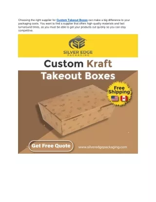 Choosing the right supplier for Custom Takeout Boxes