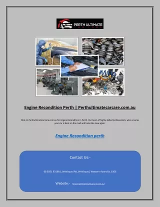 Engine Recondition Perth | Perthultimatecarcare.com.au