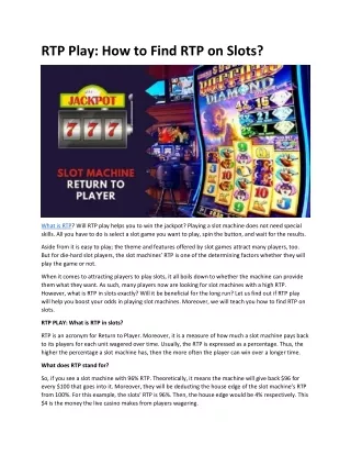 rtp play how to find rtp on slots