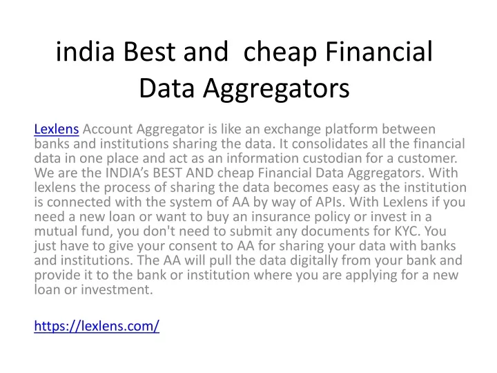 india best and cheap financial data aggregators