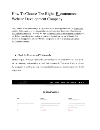how to choose the right e commerce website development company