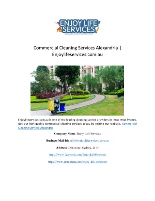 Commercial Cleaning Services Alexandria | Enjoylifeservices.com.au