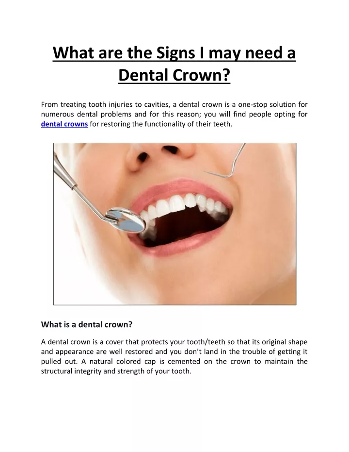 what are the signs i may need a dental crown