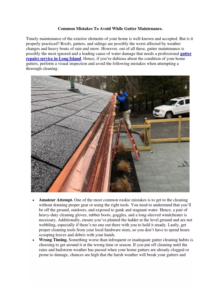 common mistakes to avoid while gutter maintenance