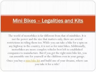 Mini Bikes – Legalities and Kits