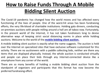 Mobile bidding silent auction