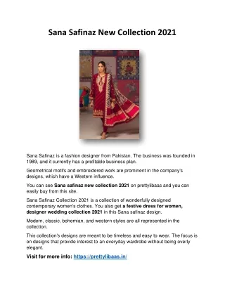 Sana Safinaz New Collection 2021