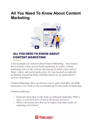 All You Need To Know About Content Marketing - Business and Marketing Blog