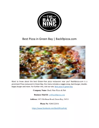 Best Pizza in Green Bay | Back9pizza.com