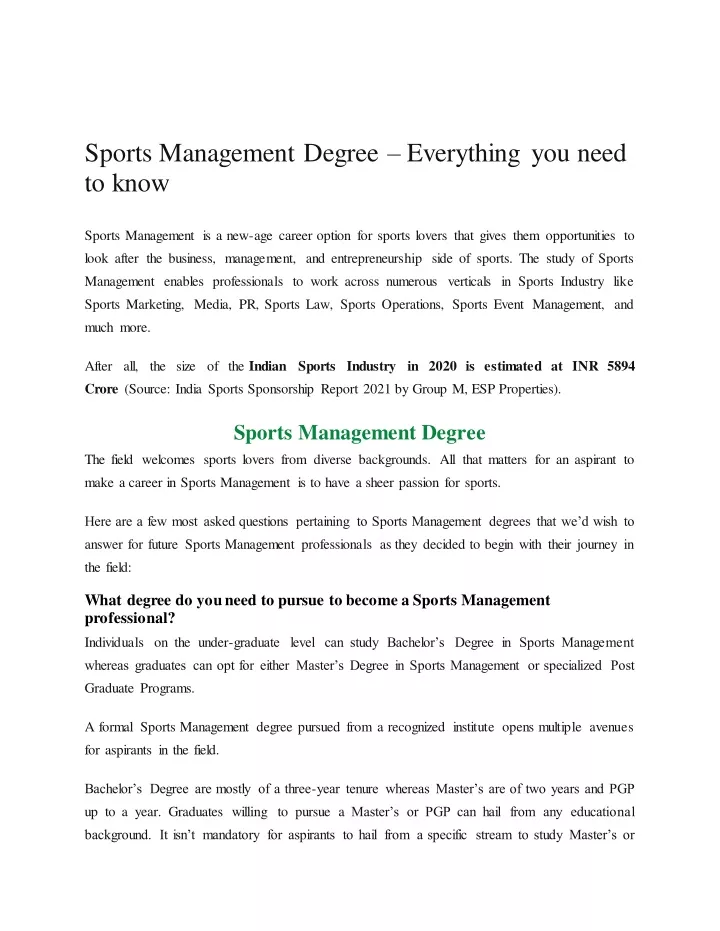 sports management degree everything you need