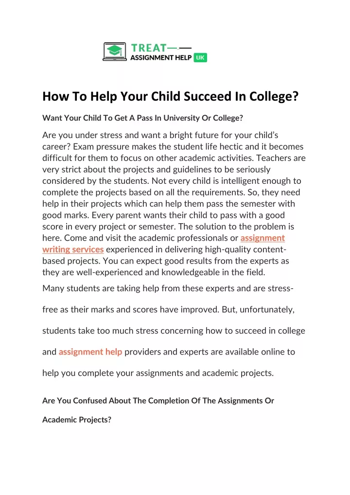 how to help your child succeed in college